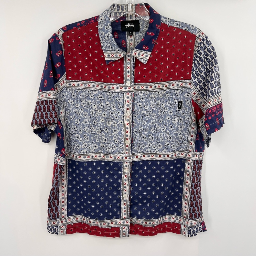 Stussy bandana‎ print paisley patchwork shirt short sleeves M